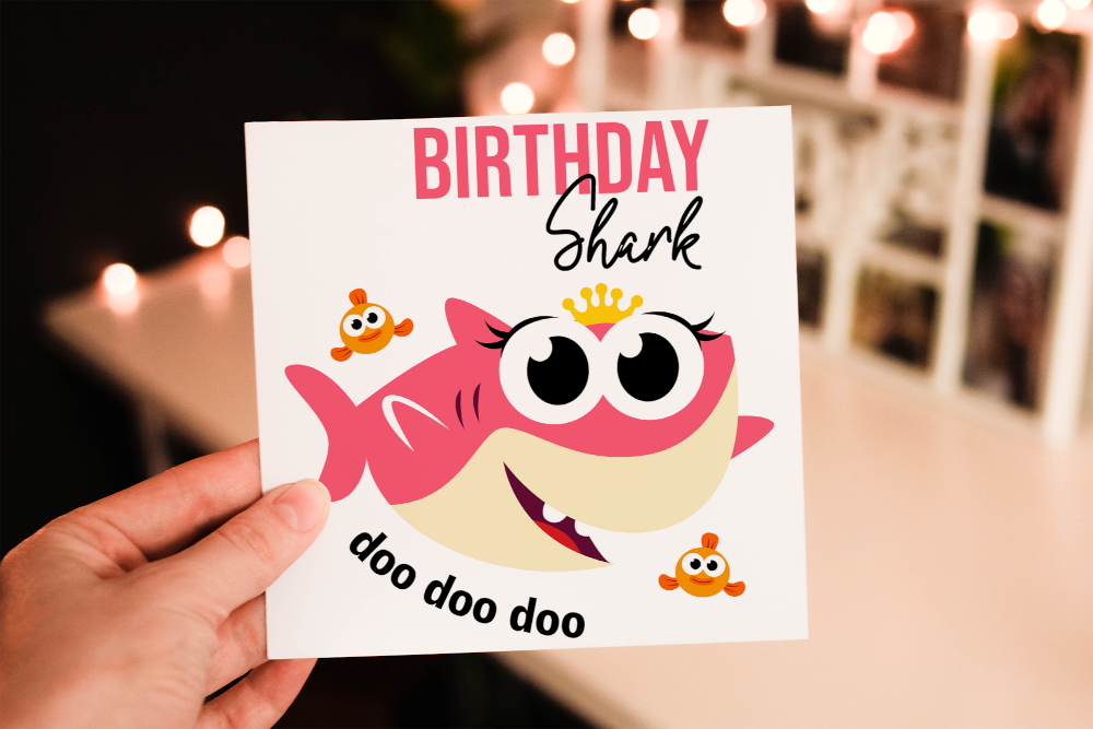 Baby Shark Granddaughter Birthday Card, Card for Granddaughter